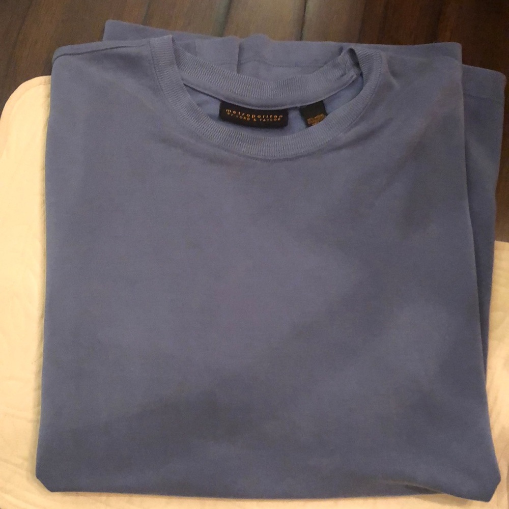 metropolitan by Lord & Taylor Classic No Pocket Sophisticated Soft Blue T-Shirt